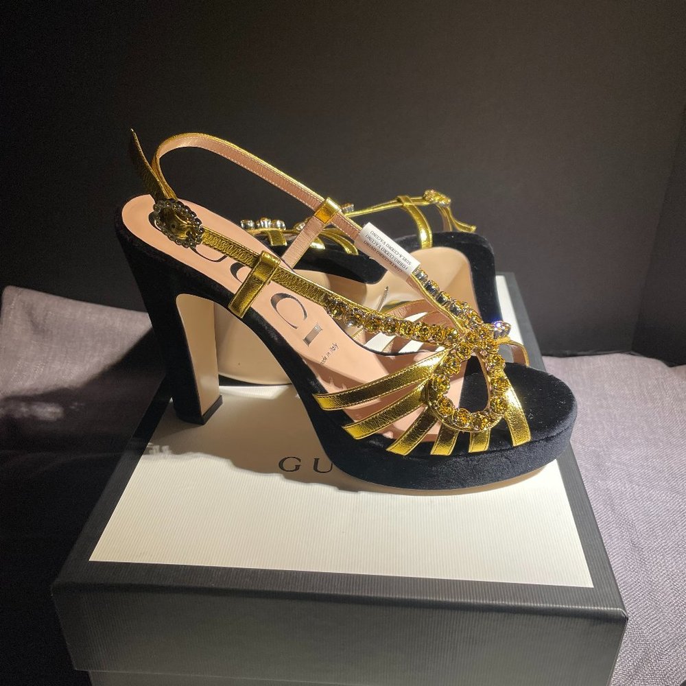Gucci sand pelle nappa silk high heels